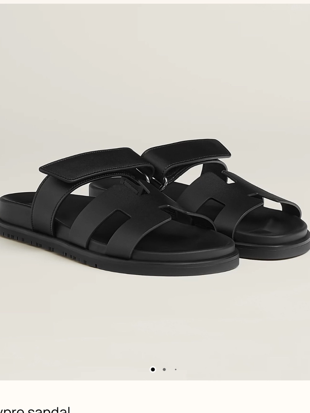 Hermes Chypre Sandal Black Calfskin Sz 38 EUC